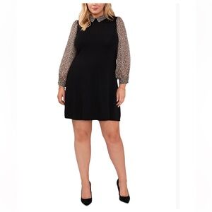 MSK 
Plus Size Printed Layered-Look Sweater Dress